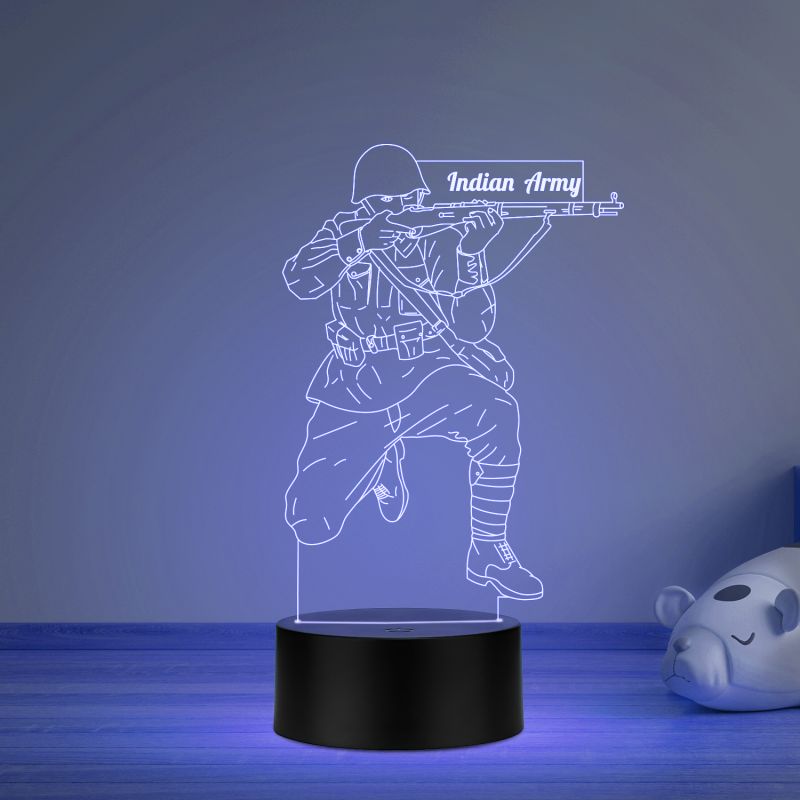 3D Illusion Indian Army Soldier Led Night Light lamp Multicolored light Gift For Soldier